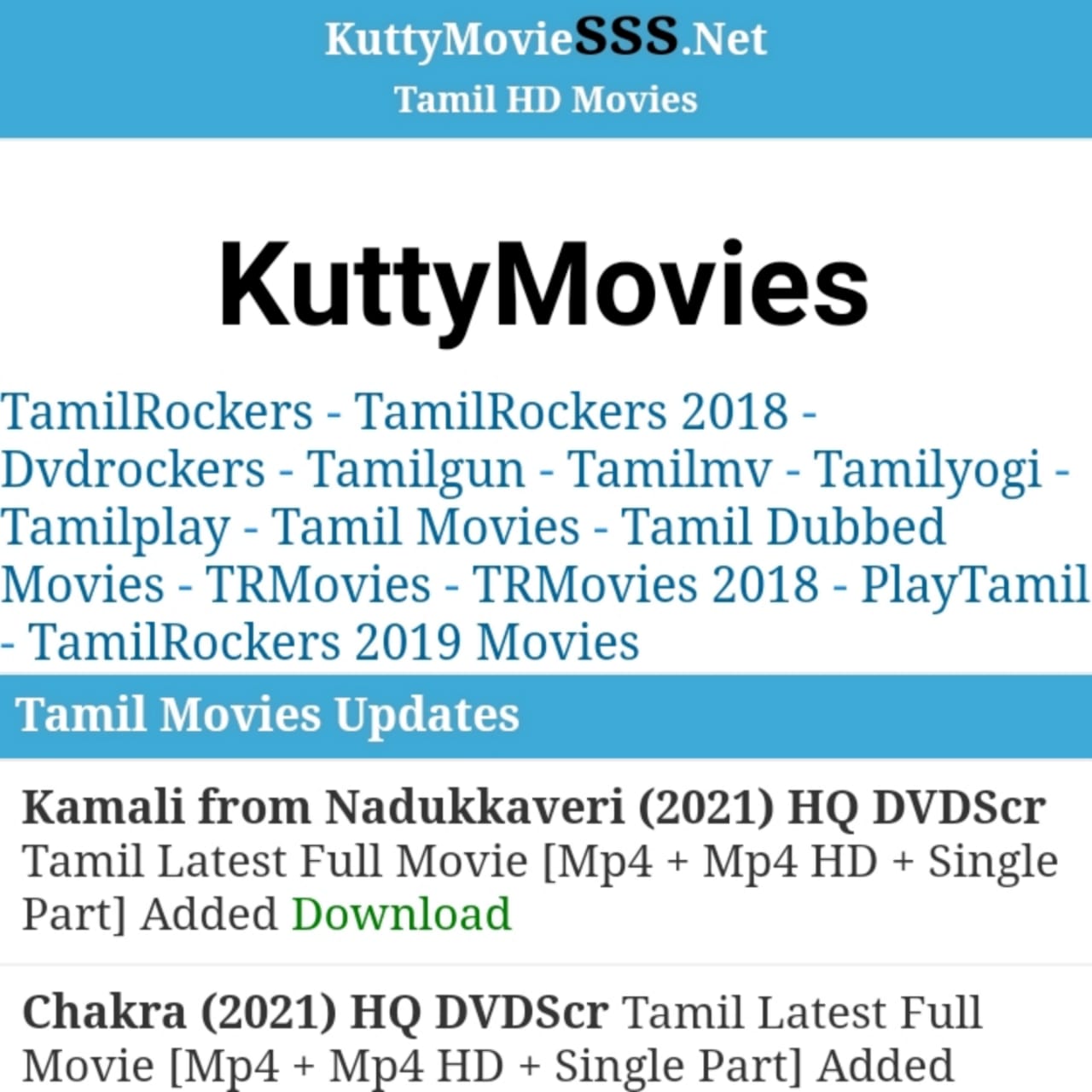 Kuttymovies Download 2021: Kuttymovies.net Latest Tamil Telugu Movies Collection Download