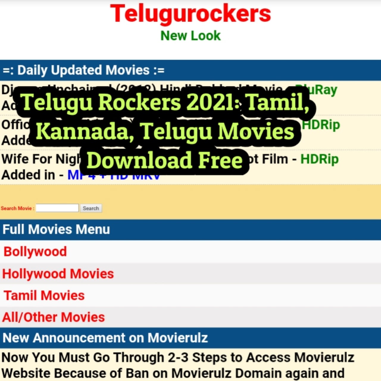 Telugu Rockers 2021: Tamil, Kannada, Telugu Movies Download Free